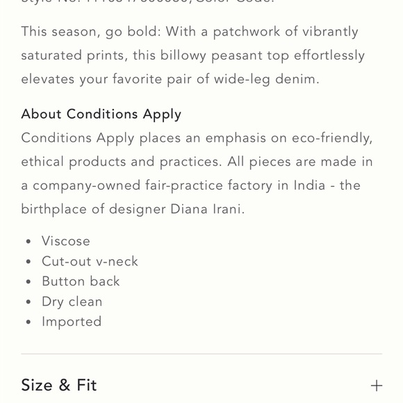 Conditions Apply Retro Peasant Blouse size XS - Picture 5 of 8